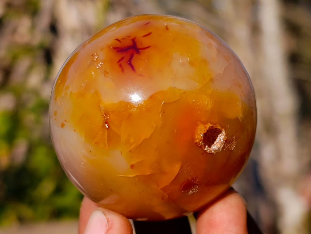 Polished and Natural Carnelian Agate Gemstone Spheres x 6 From Madagascar - Toprock Gemstones and Minerals 