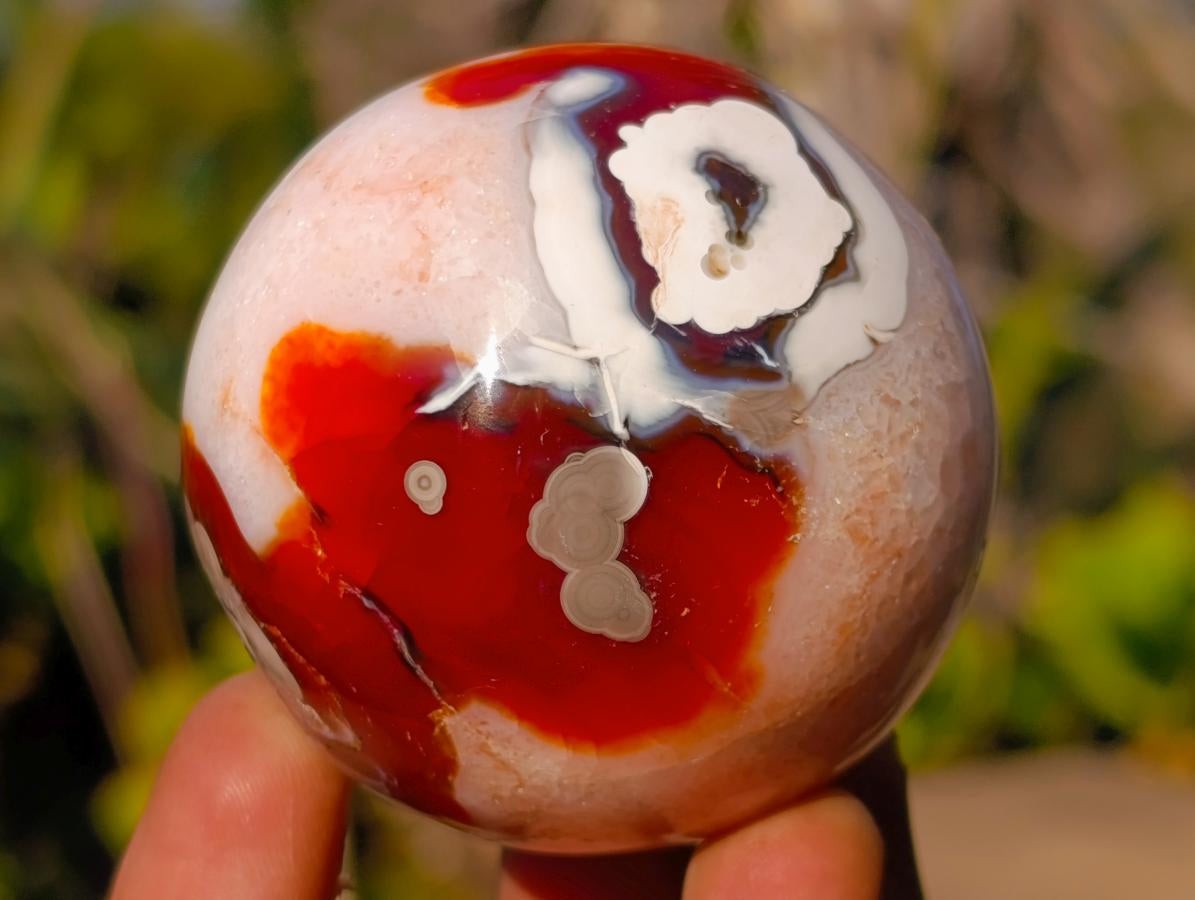 Polished and Natural Carnelian Agate Gemstone Spheres x 6 From Madagascar - Toprock Gemstones and Minerals 