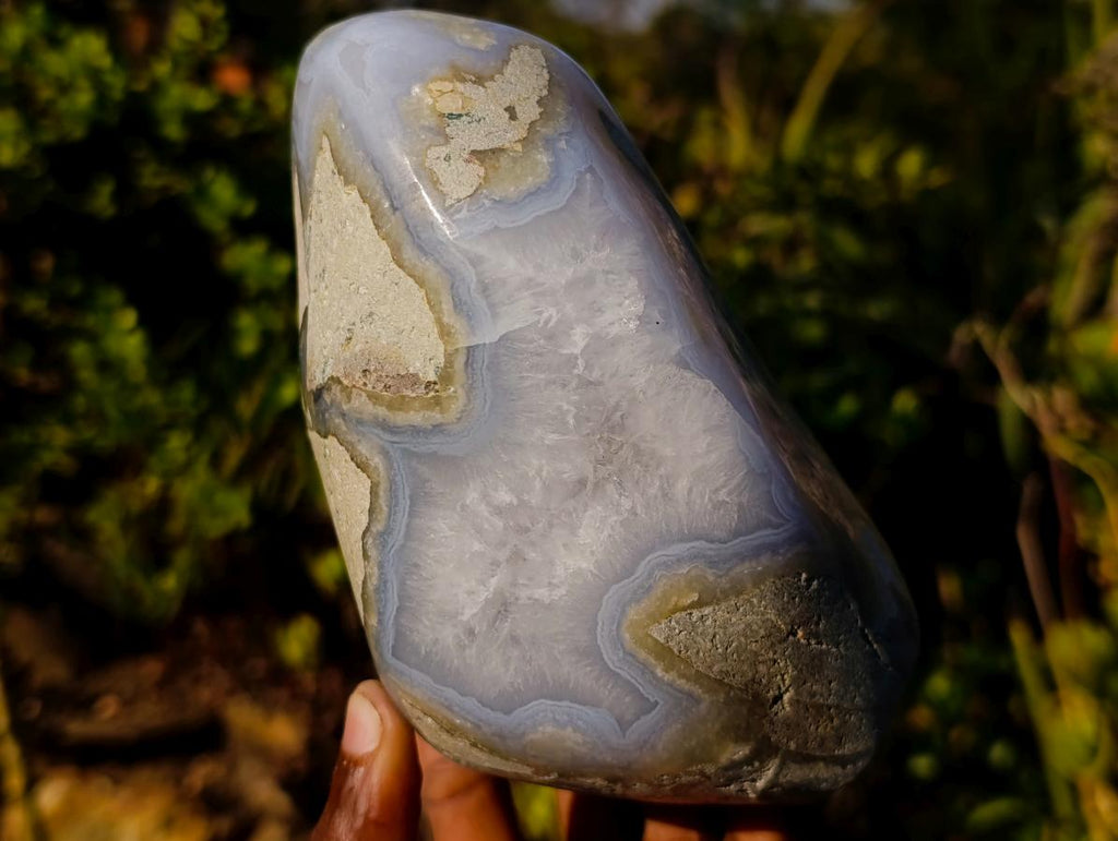 Polished Large Blue Lace Agate Standing Display Piece x 1 From Nsanje, Malawi - Toprock Gemstones and Minerals 