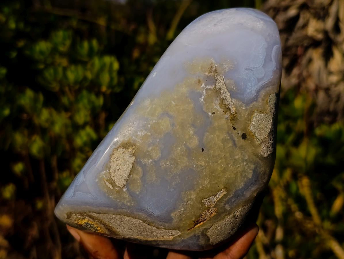 Polished Large Blue Lace Agate Standing Display Piece x 1 From Nsanje, Malawi - Toprock Gemstones and Minerals 
