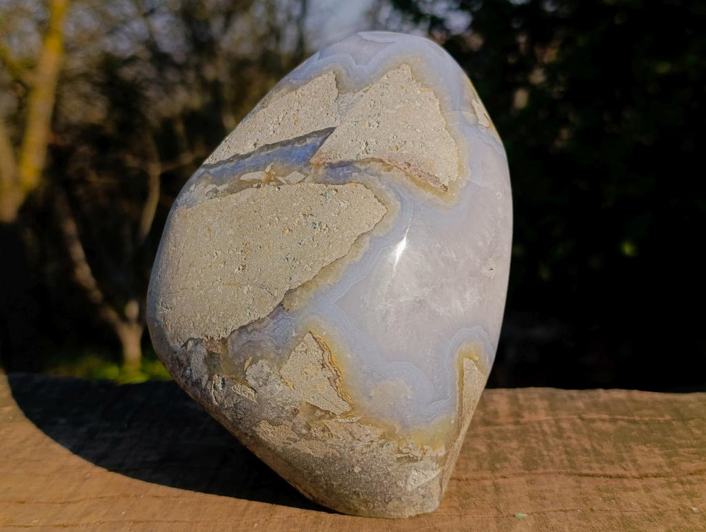 Polished Large Blue Lace Agate Standing Display Piece x 1 From Nsanje, Malawi - Toprock Gemstones and Minerals 