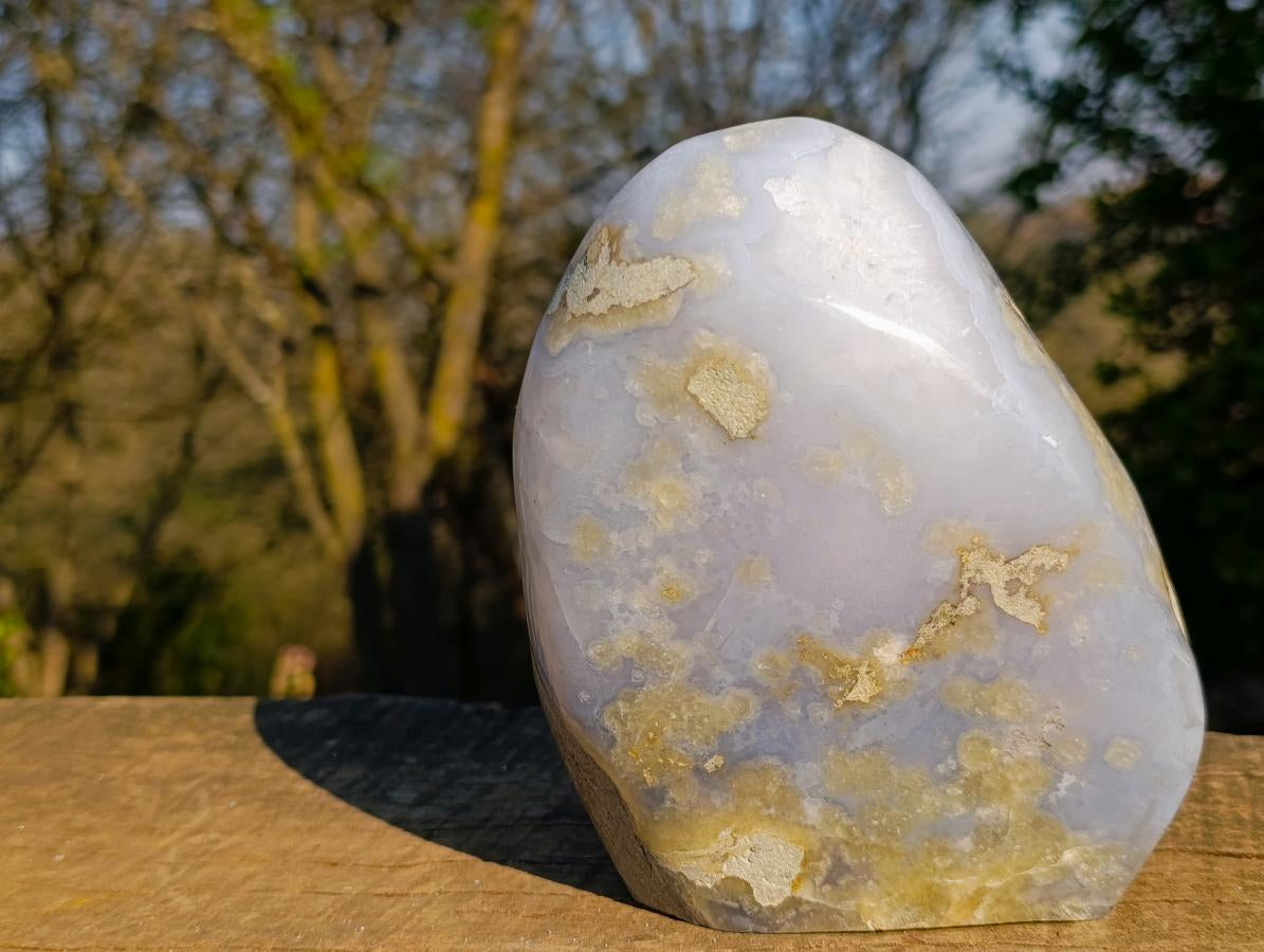 Polished Large Blue Lace Agate Standing Display Piece x 1 From Nsanje, Malawi - Toprock Gemstones and Minerals 