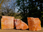 Natural Rhombohedral Sunset Orange Calcite Specimens x 3 From Spitzkop, Namibia - Toprock Gemstones and Minerals 
