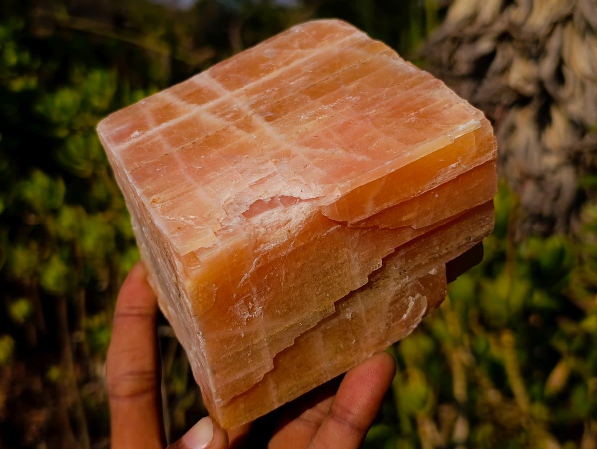 Natural Rhombohedral Sunset Orange Calcite Specimens x 3 From Spitzkop, Namibia - Toprock Gemstones and Minerals 