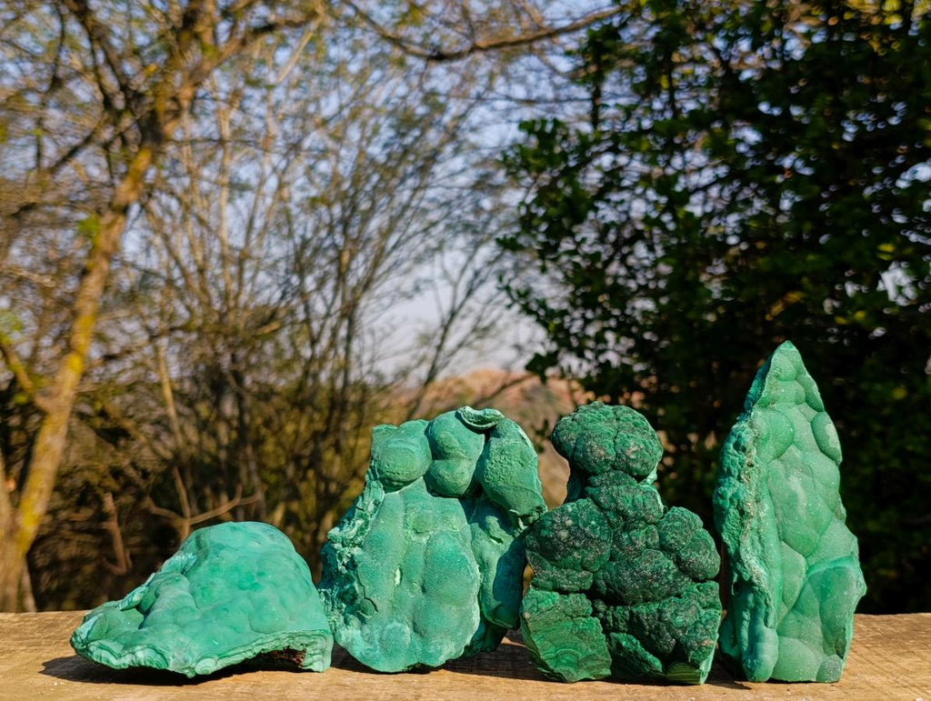 Natural Botryoidal Malachite Specimens x 4 From Congo - Toprock Gemstones and Minerals 