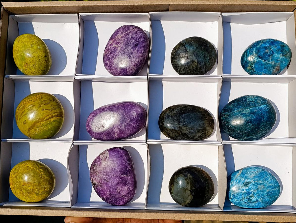 Polished Mixed Multi Mineral Galets x 12 From Madagascar - Toprock Gemstones and Minerals 