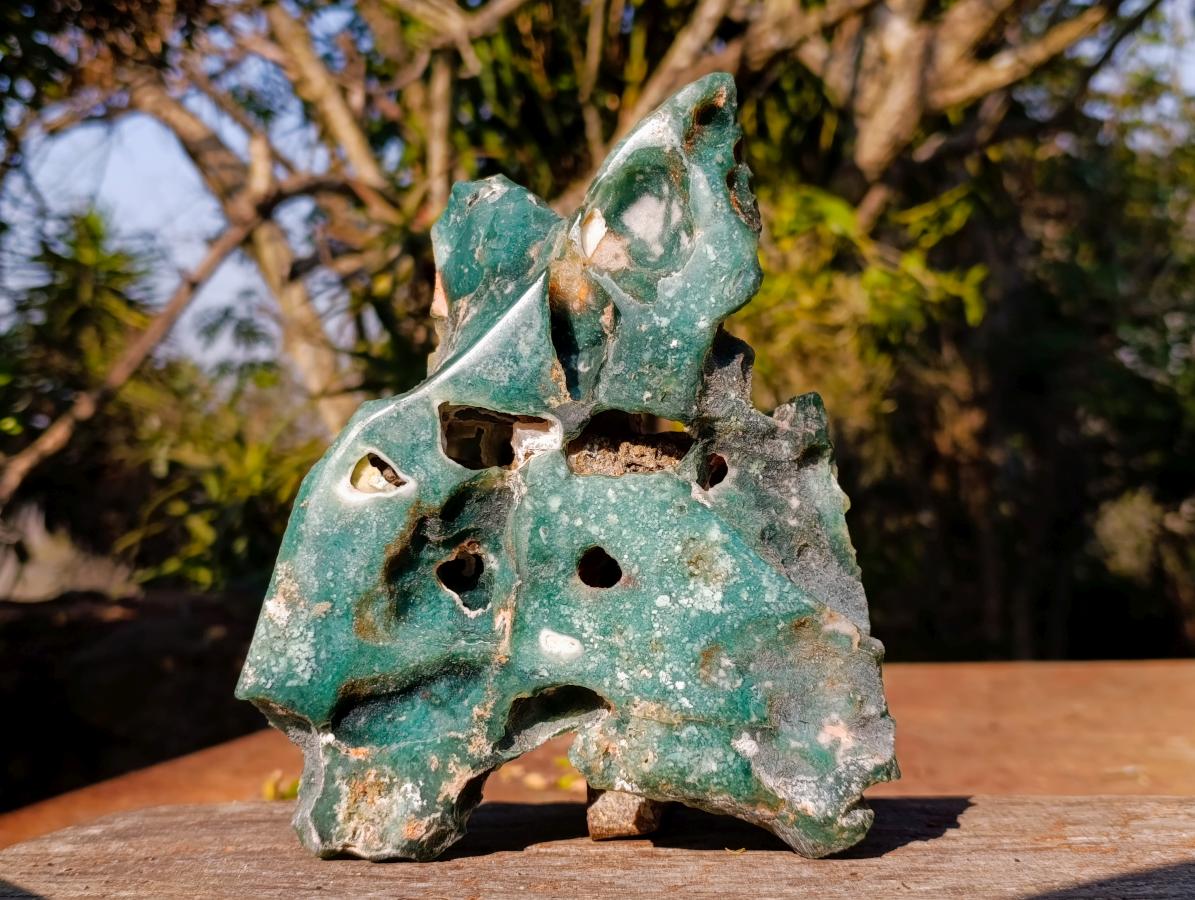 Polished One Side XL Mtorolite Chrysoprase Plates x 2 From Mutorashanga, Zimbabwe - Toprock Gemstones and Minerals 