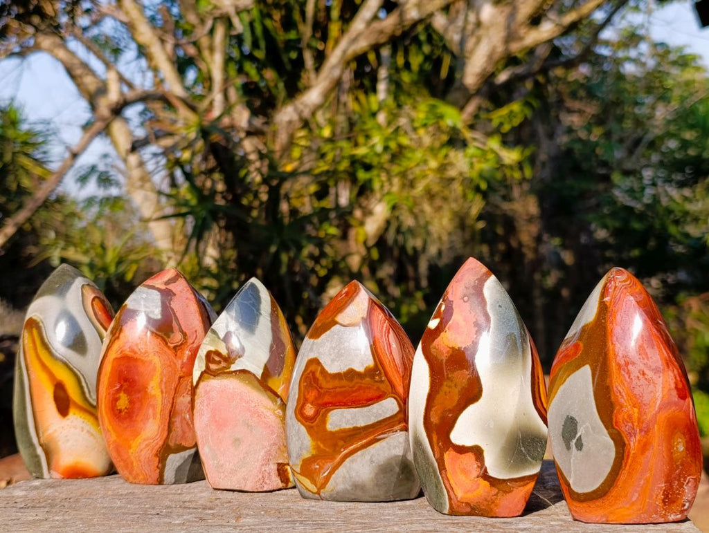 Polished Polychrome Jasper Standing Display Pieces x 6 From Androka, Madagascar - Toprock Gemstones and Minerals 