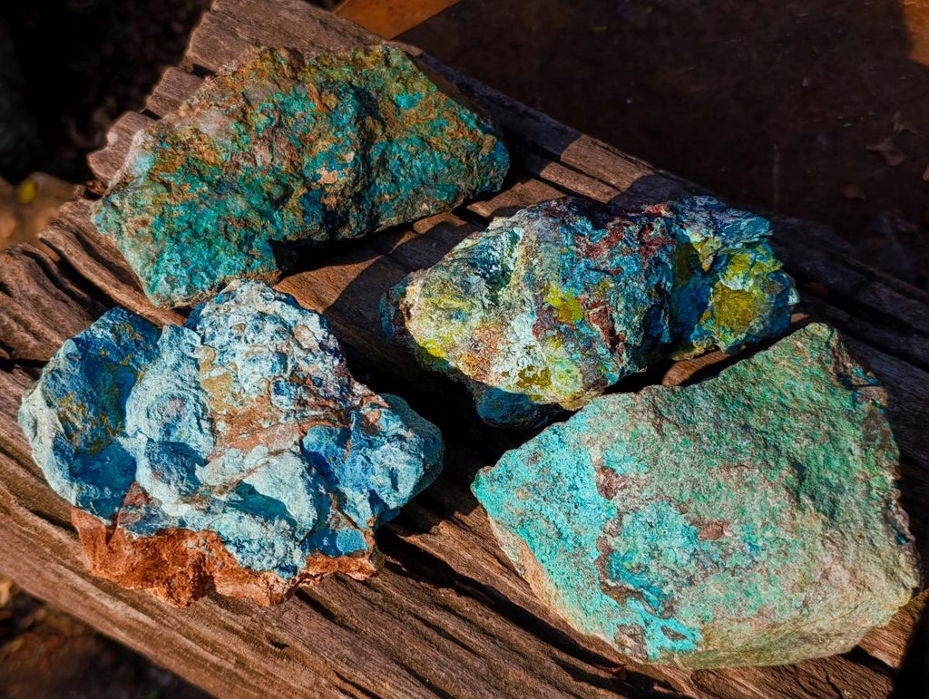Natural Shattuckite Cobbed Pieces x 4 From Kaokoveld, Namibia - Toprock Gemstones and Minerals 