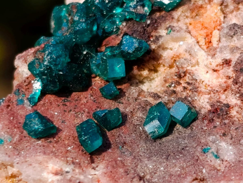 Natural Dioptase on Dolomite Specimens x 6 From Mashamba East Mine, Congo - Toprock Gemstones and Minerals 