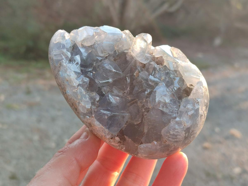 Polished and Natural Blue Celestite Eggs x 2 From Sakoany, Madagascar - Toprock Gemstones and Minerals 