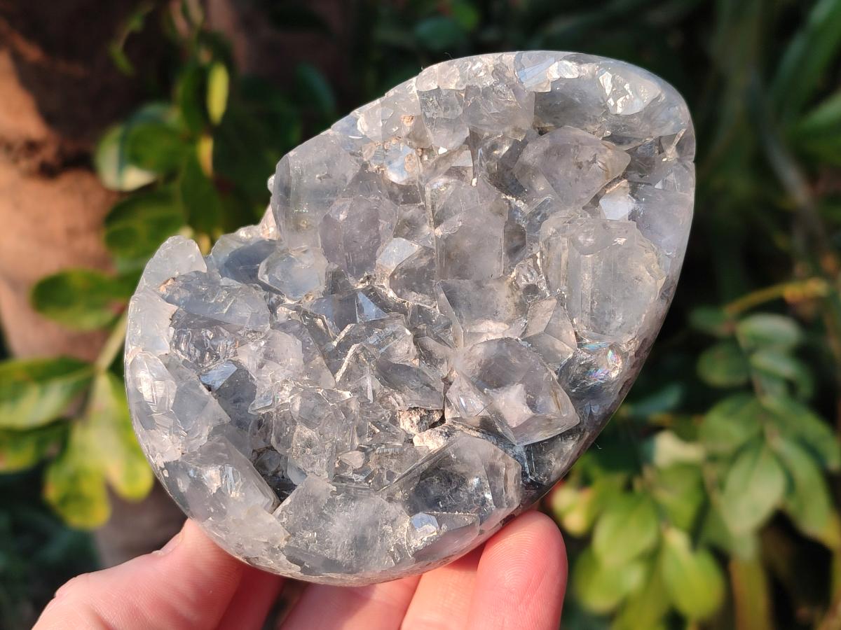 Polished and Natural Blue Celestite Eggs x 2 From Sakoany, Madagascar - Toprock Gemstones and Minerals 