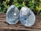 Polished and Natural Blue Celestite Eggs x 2 From Sakoany, Madagascar - Toprock Gemstones and Minerals 