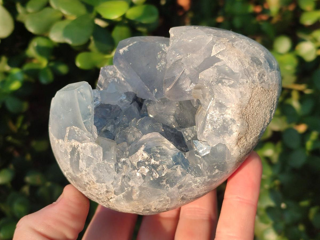 Polished and Natural Blue Celestite Eggs x 2 From Sakoany, Madagascar - Toprock Gemstones and Minerals 