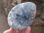 Polished and Natural Blue Celestite Eggs x 2 From Sakoany, Madagascar - Toprock Gemstones and Minerals 