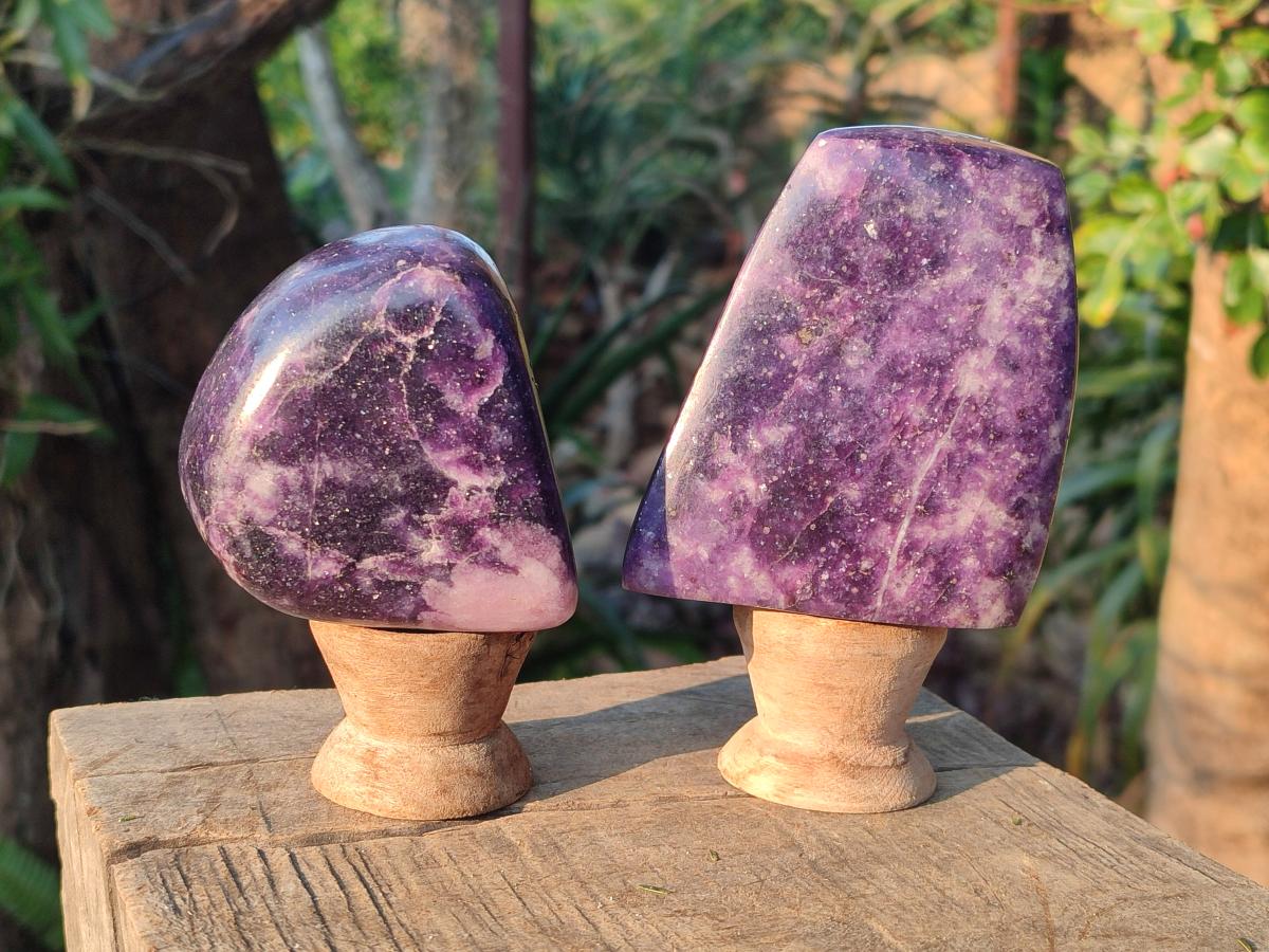 Polished Lepidolite Standing Display Pieces and Free Forms x 4 From Zimbabwe - Toprock Gemstones and Minerals 