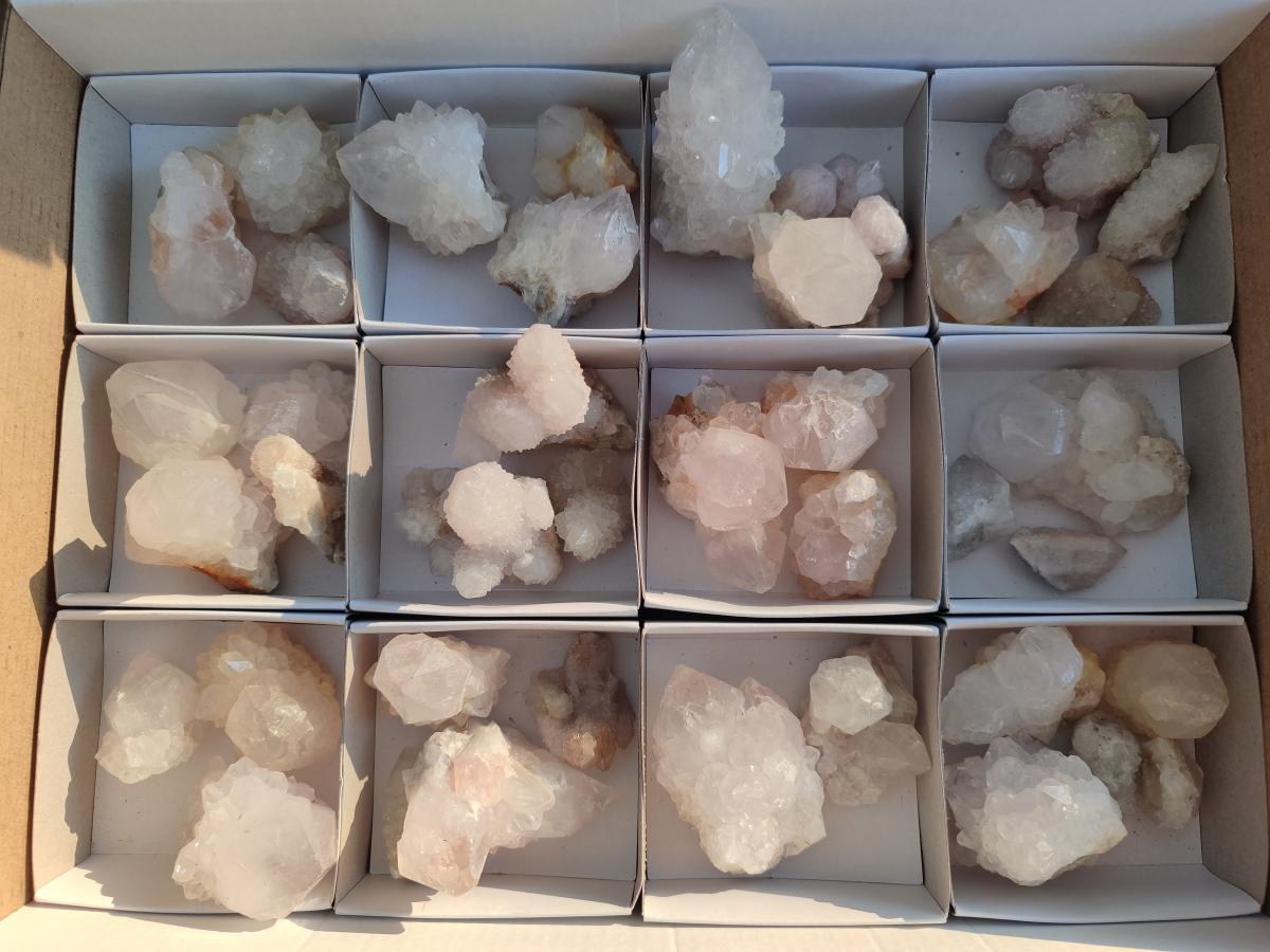 Natural White Spirit Quartz Crystal Clusters x 38 From Boekenhouthoek, South Africa - Toprock Gemstones and Minerals 