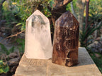 Polished Mixed Clear Quartz and Smokey Morion Quartz Display Crystals x 2 From Madagascar - Toprock Gemstones and Minerals 