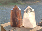 Polished Mixed Clear Quartz and Smokey Morion Quartz Display Crystals x 2 From Madagascar - Toprock Gemstones and Minerals 