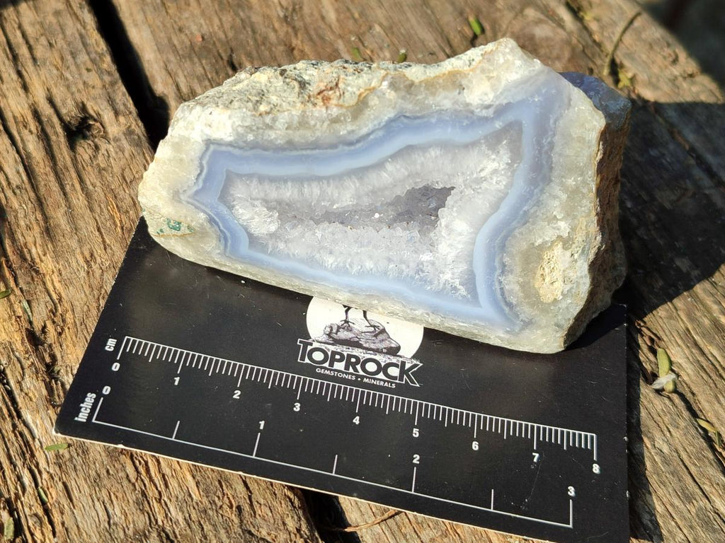 Polished One Side Blue Lace Agate Geodes x 12 From Nsanje, Malawi - Toprock Gemstones and Minerals 