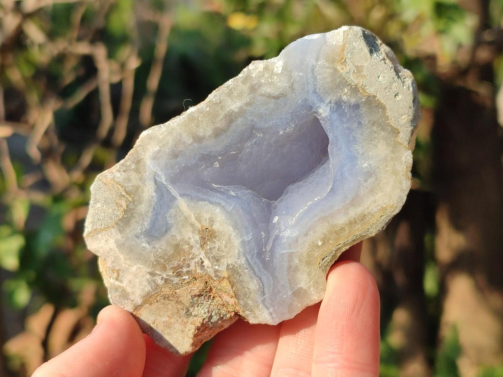 Polished One Side Blue Lace Agate Geodes x 12 From Nsanje, Malawi - Toprock Gemstones and Minerals 