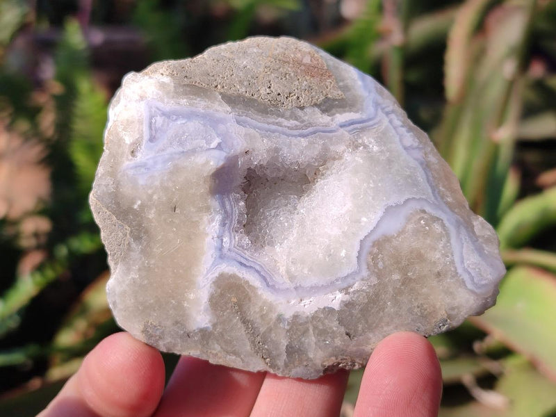Polished One Side Blue Lace Agate Geodes x 12 From Nsanje, Malawi - Toprock Gemstones and Minerals 