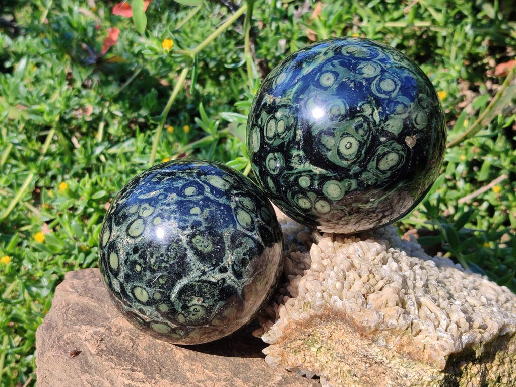 Polished Stromatolite "Kambamba Jasper" Spheres x 2 From Katsepy, Madagascar - Toprock Gemstones and Minerals 