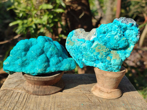 Natural Botryoidal Chrysocolla Specimens x 6 From Kulukuluku, Congo - Toprock Gemstones and Minerals 