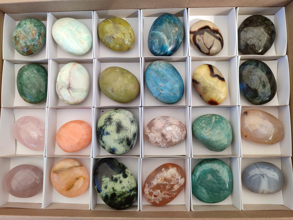 Polished Mixed Multi Mineral Galets x 24 From Southern Africa - Toprock Gemstones and Minerals 