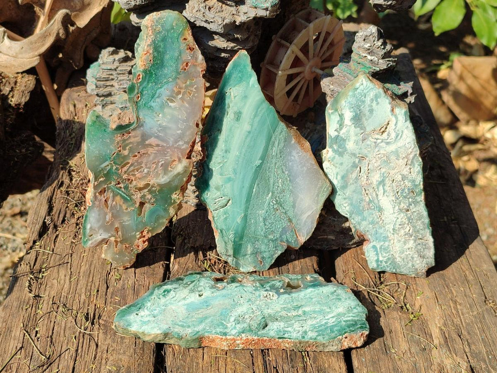 Polished One Side Great Dyke Mtorolite Chrysoprase Plates x 6 From Great Dyke Mountains, Zimbabwe - Toprock Gemstones and Minerals 