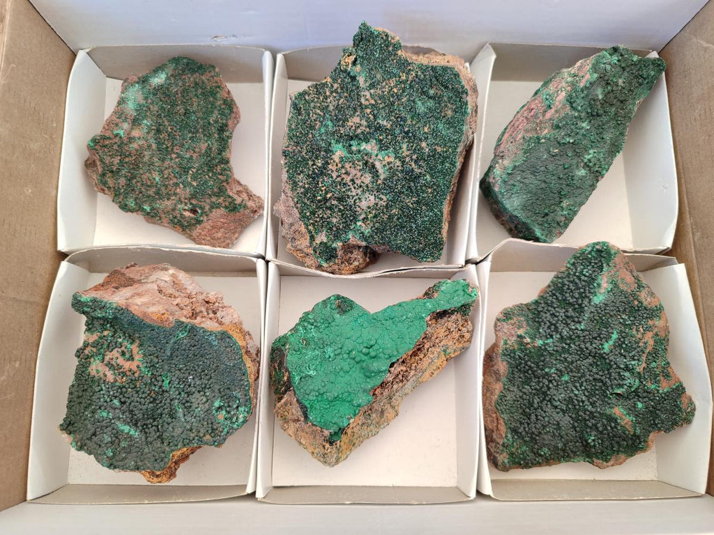 Natural Botryoidal Crystalline Malachite Specimens x 6 From Tenke Fungurume, Congo - Toprock Gemstones and Minerals 