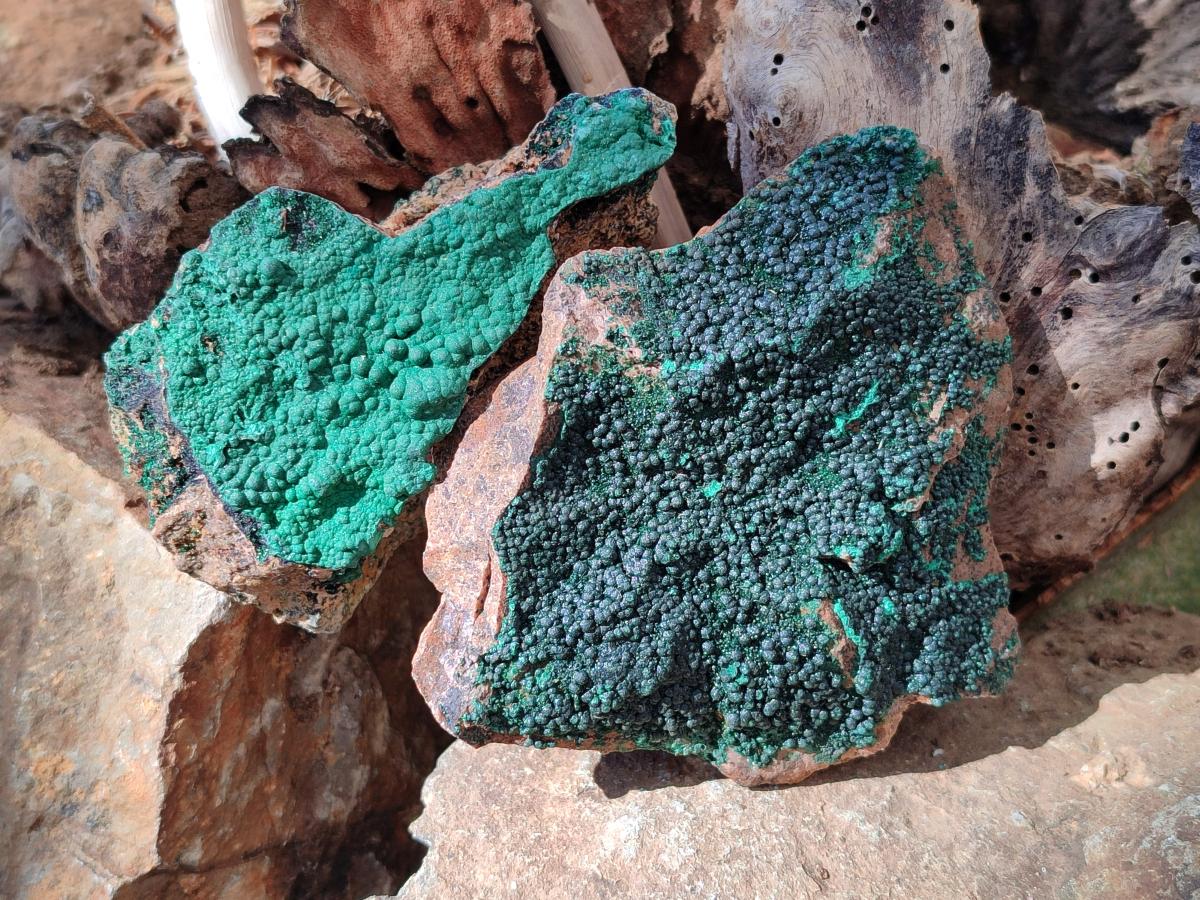 Natural Botryoidal Crystalline Malachite Specimens x 6 From Tenke Fungurume, Congo - Toprock Gemstones and Minerals 