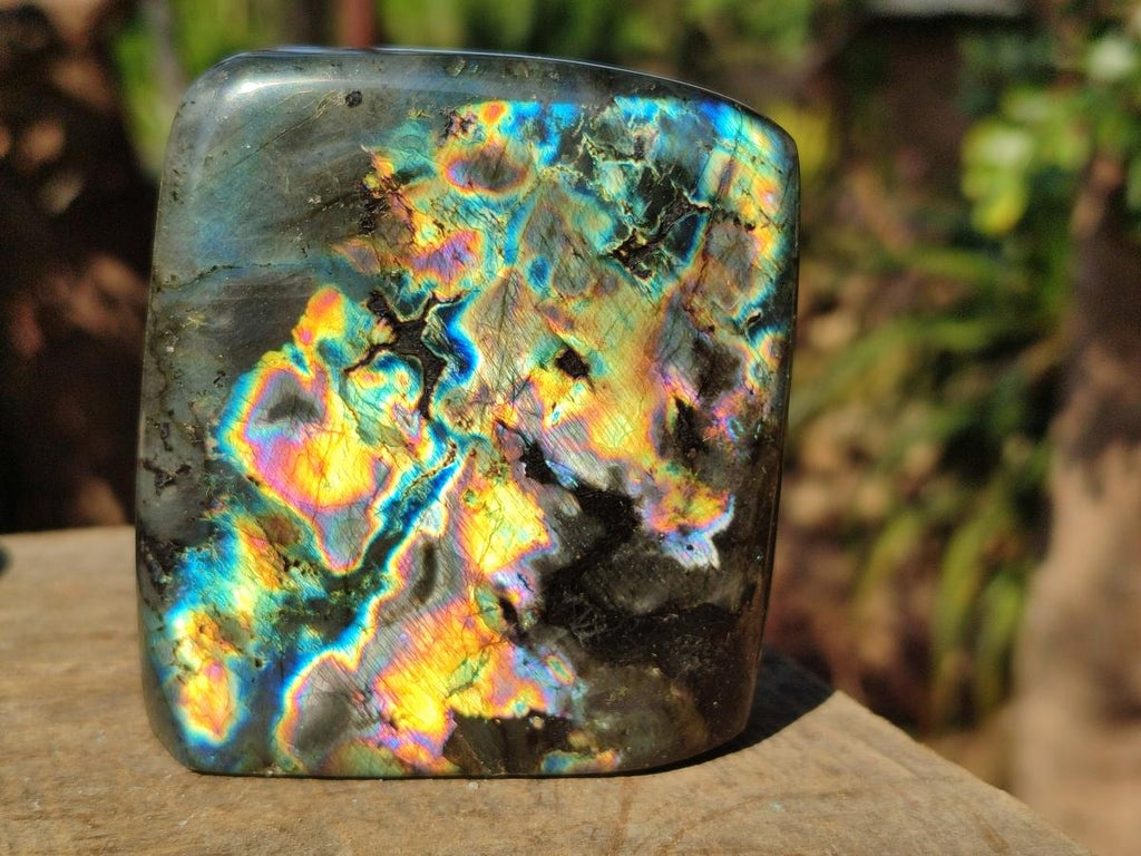 Polished Spectrolite Labradorite Standing Display Pieces x 3 From Madagascar - Toprock Gemstones and Minerals 