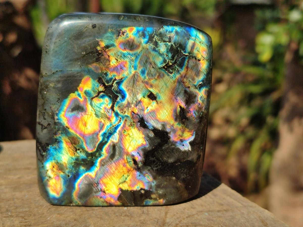 Polished Spectrolite Labradorite Standing Display Pieces x 3 From Madagascar - Toprock Gemstones and Minerals 