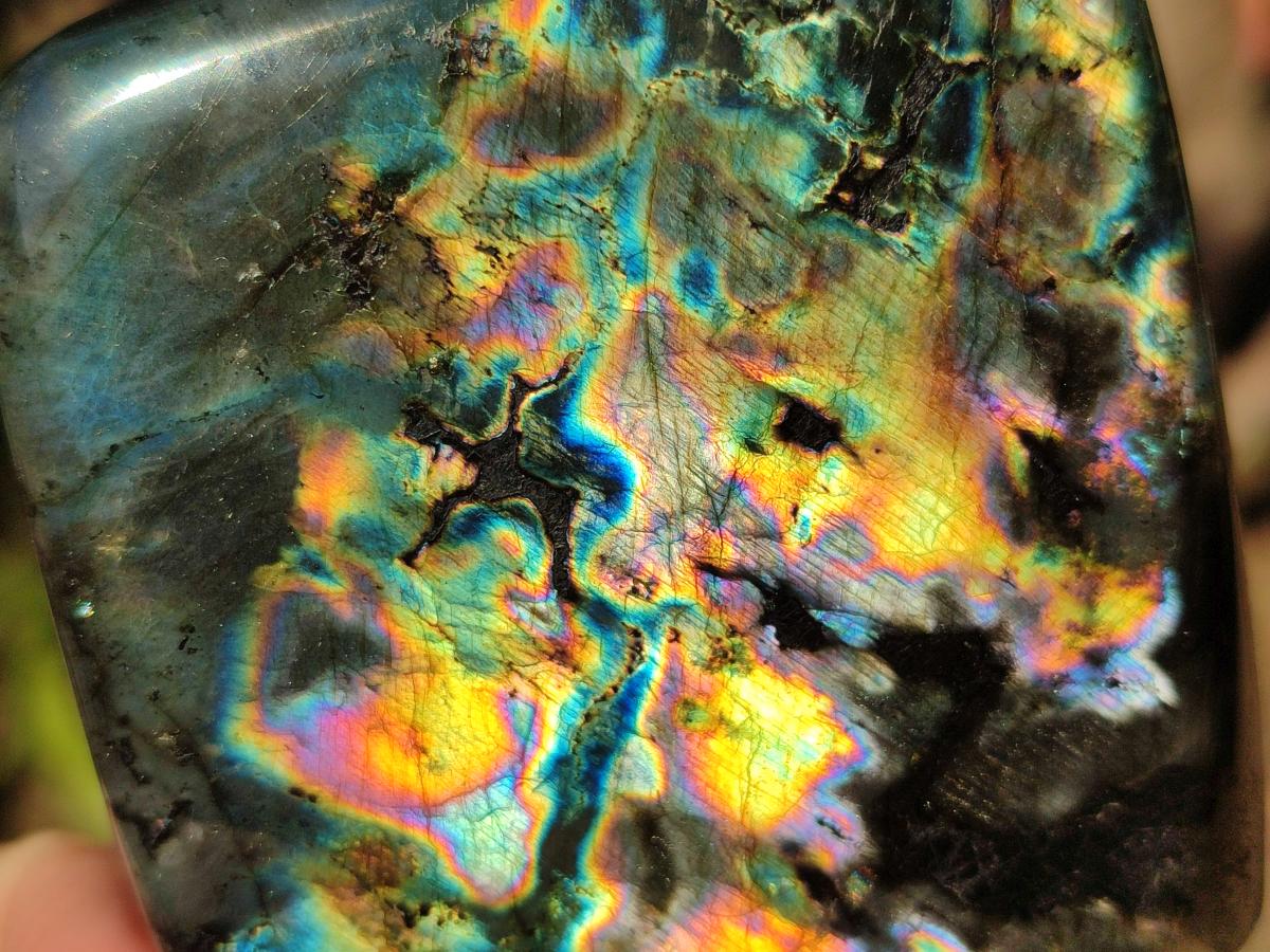 Polished Spectrolite Labradorite Standing Display Pieces x 3 From Madagascar - Toprock Gemstones and Minerals 