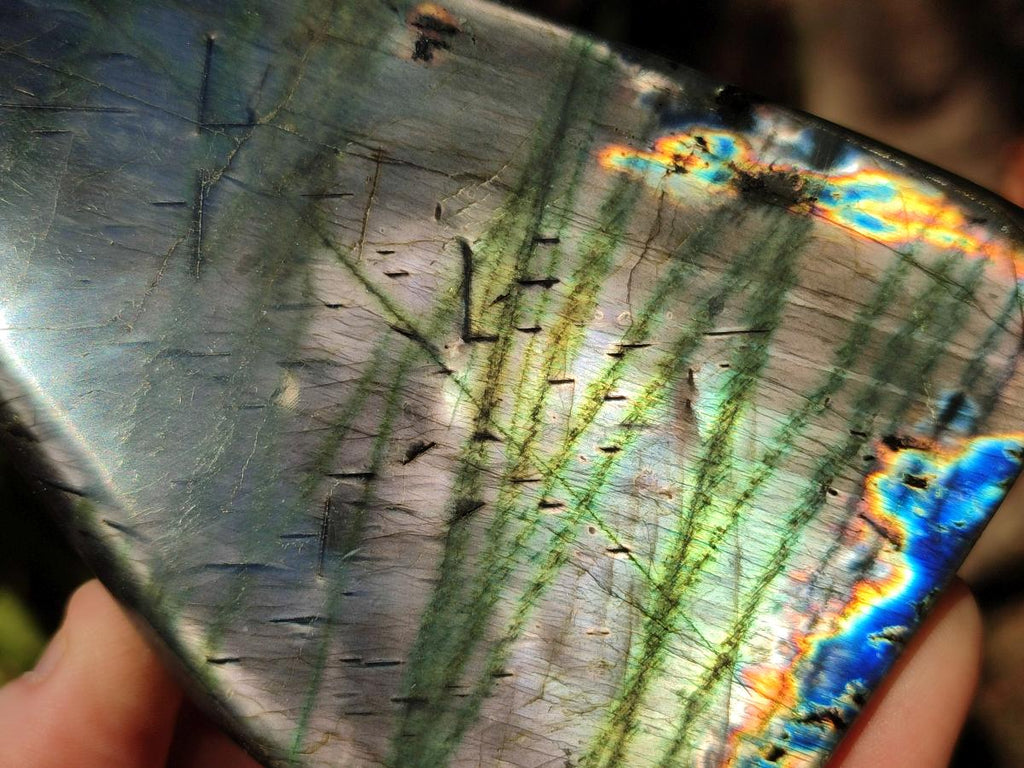 Polished Spectrolite Labradorite Standing Display Pieces x 3 From Madagascar - Toprock Gemstones and Minerals 