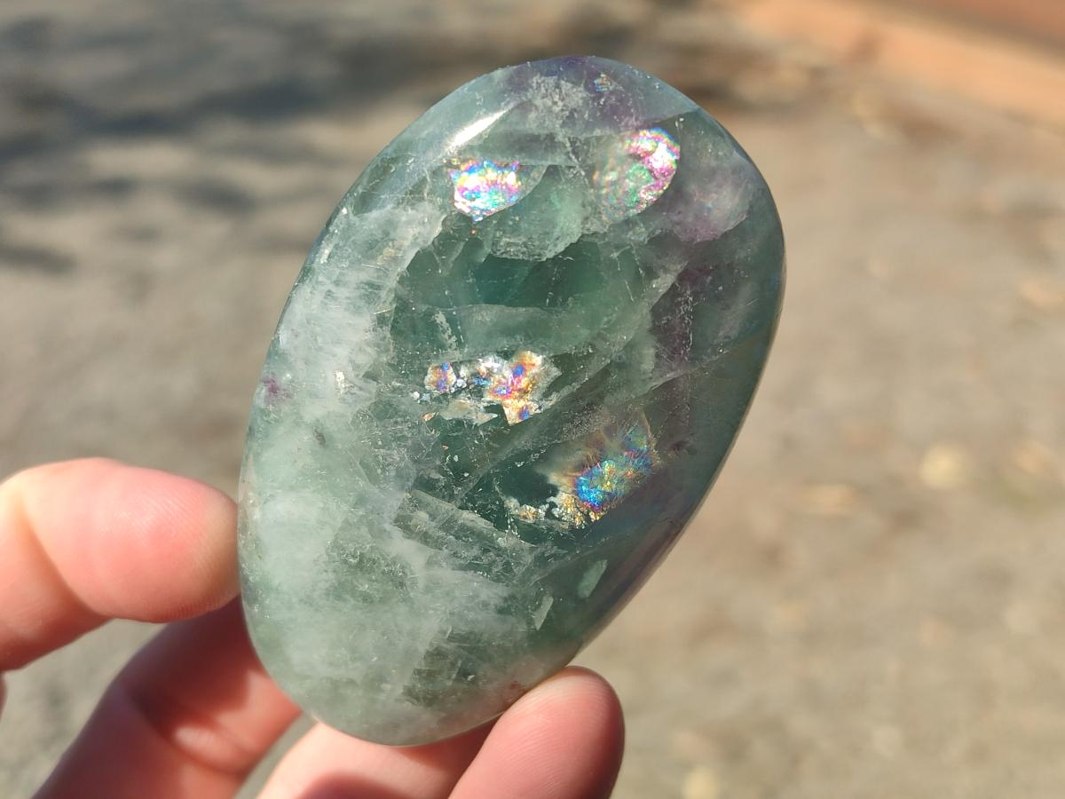 Polished Watermelon Fluorite Palm Stones x 14 From Uis, Namibia - Toprock Gemstones and Minerals 
