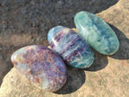 Polished Watermelon Fluorite Palm Stones x 14 From Uis, Namibia - Toprock Gemstones and Minerals 