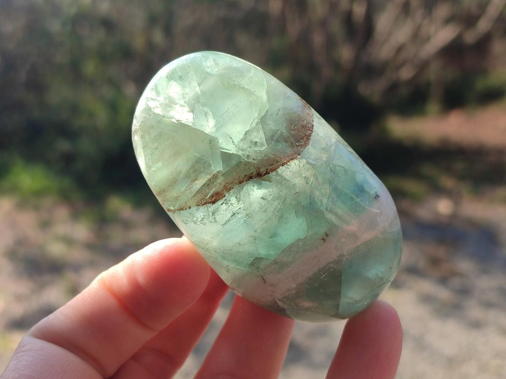 Polished Watermelon Fluorite Palm Stones x 14 From Uis, Namibia - Toprock Gemstones and Minerals 