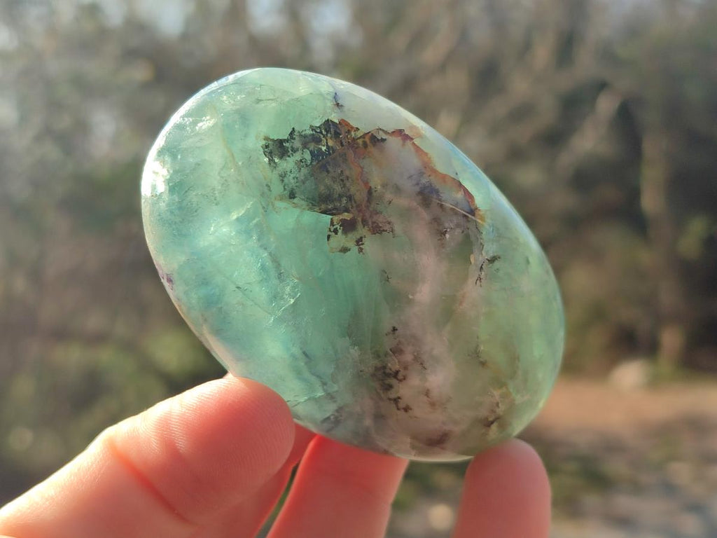 Polished Watermelon Fluorite Palm Stones x 14 From Uis, Namibia - Toprock Gemstones and Minerals 
