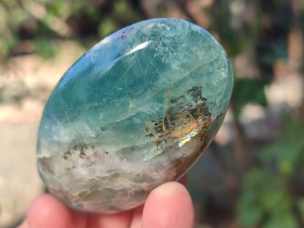 Polished Watermelon Fluorite Palm Stones x 14 From Uis, Namibia - Toprock Gemstones and Minerals 