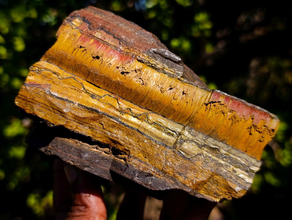 Natural Golden Tigers Eye and Cordierite Thick Slabs x 2 From South Africa and Madagascar - Toprock Gemstones and Minerals 
