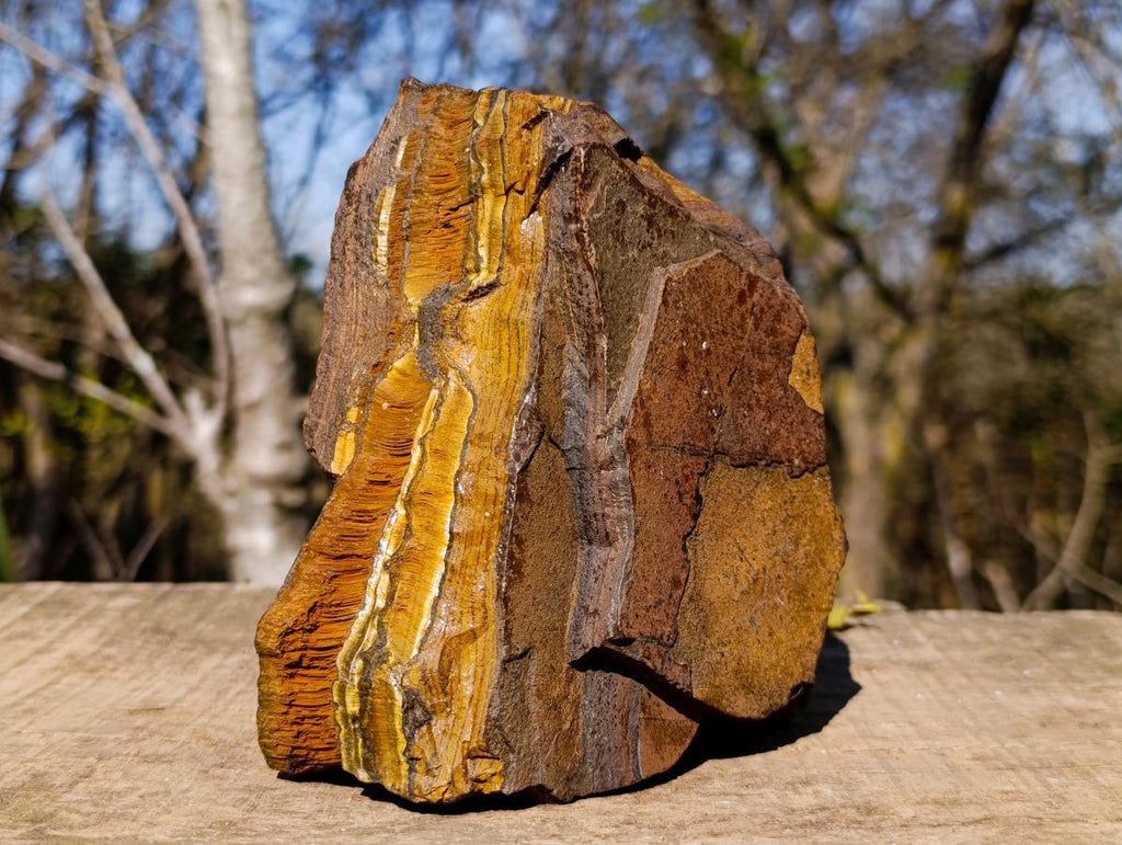Natural Golden Tigers Eye and Cordierite Thick Slabs x 2 From South Africa and Madagascar - Toprock Gemstones and Minerals 