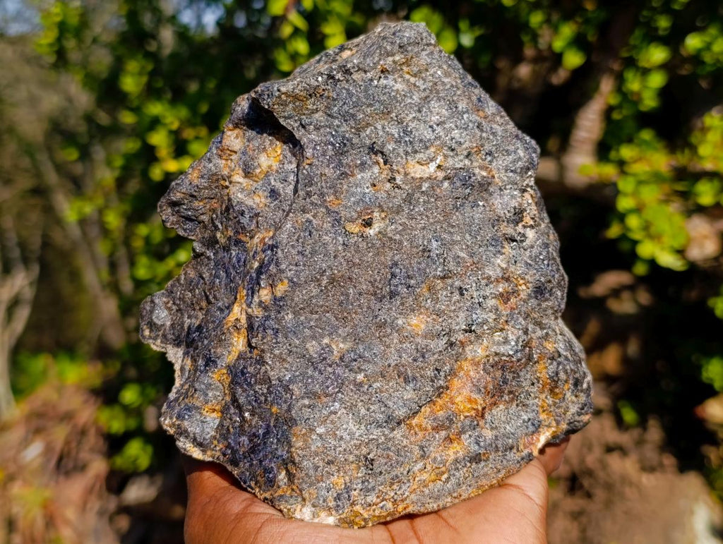 Natural Golden Tigers Eye and Cordierite Thick Slabs x 2 From South Africa and Madagascar - Toprock Gemstones and Minerals 
