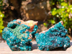 Natural Cabinet Size Dioptase on Dolomite Specimens with Associated Minerals x 2 From Likasi, Congo - Toprock Gemstones and Minerals 