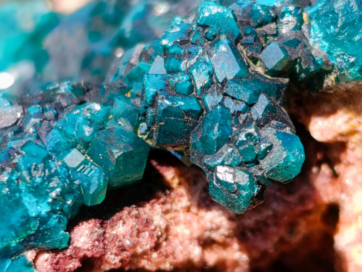 Natural Cabinet Size Dioptase on Dolomite Specimens with Associated Minerals x 2 From Likasi, Congo - Toprock Gemstones and Minerals 