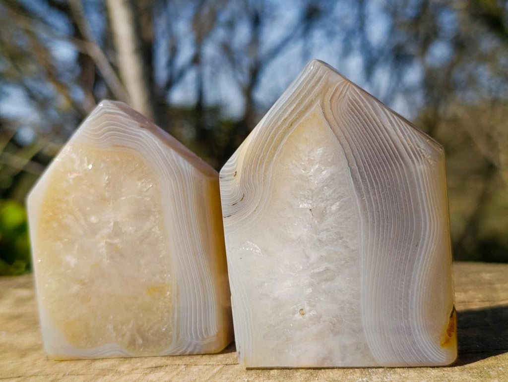 Polished Banded Agate House Shaped Slices x 6 From Madagascar - Toprock Gemstones and Minerals 