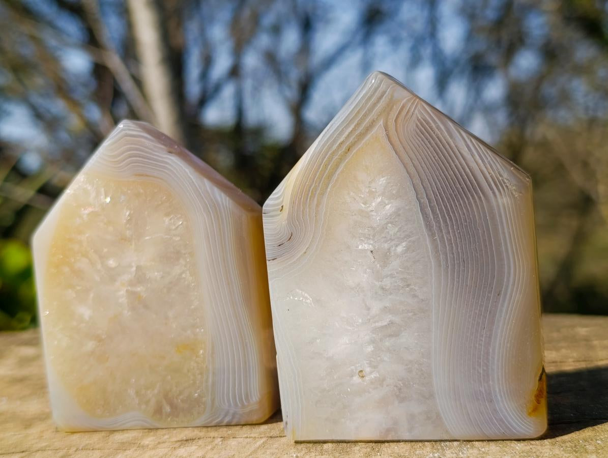 Polished Banded Agate House Shaped Slices x 6 From Madagascar - Toprock Gemstones and Minerals 