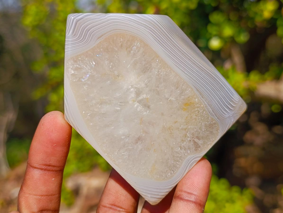 Polished Banded Agate House Shaped Slices x 6 From Madagascar - Toprock Gemstones and Minerals 