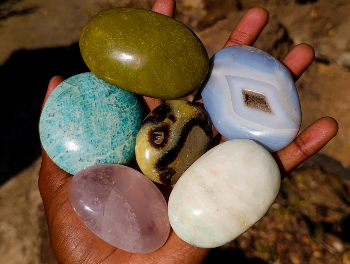 Polished Mixed Multi Mineral Galets x 25 From Southern Africa - Toprock Gemstones and Minerals 